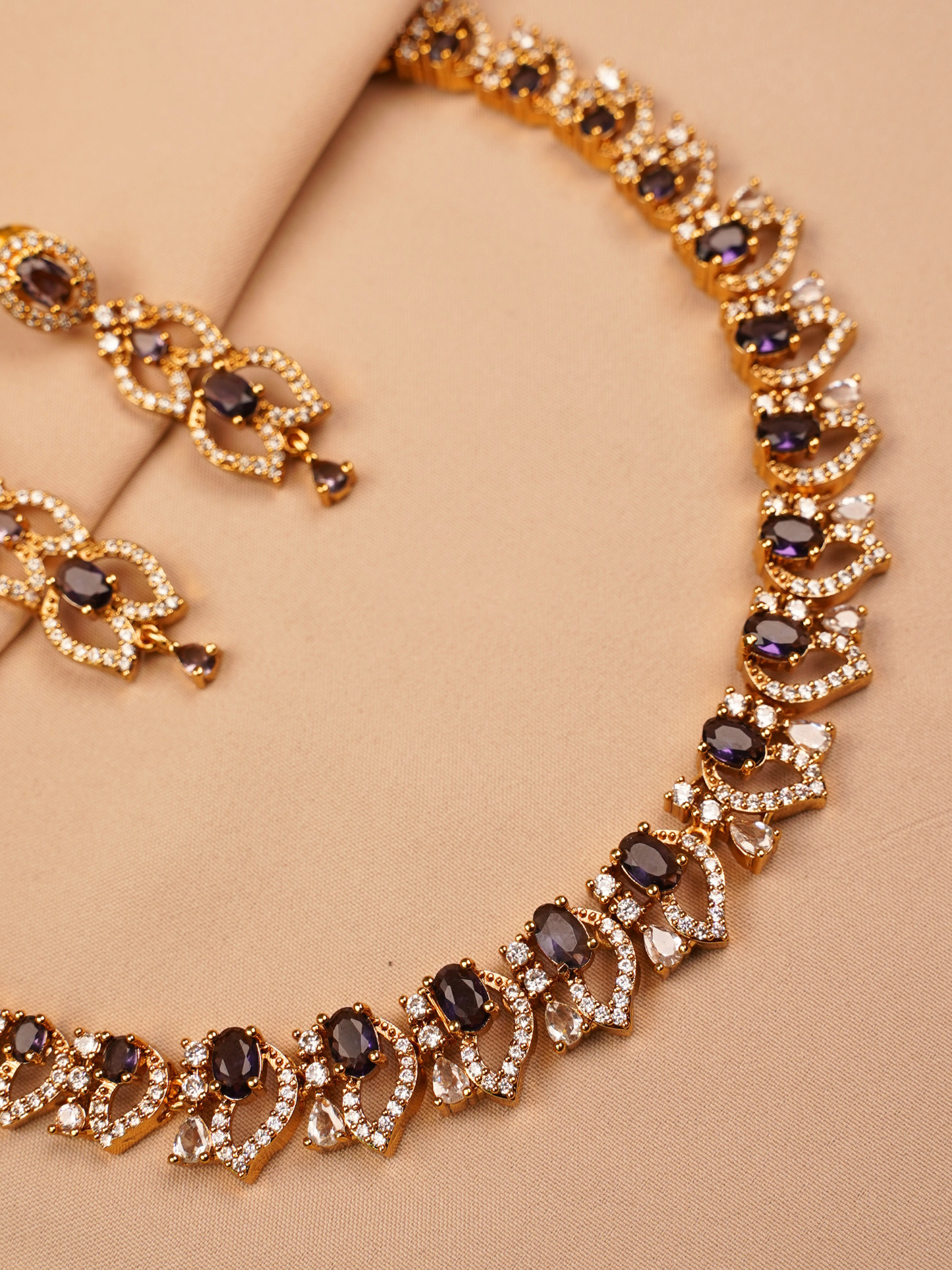 Purple Stone Gold Plated Necklace Set