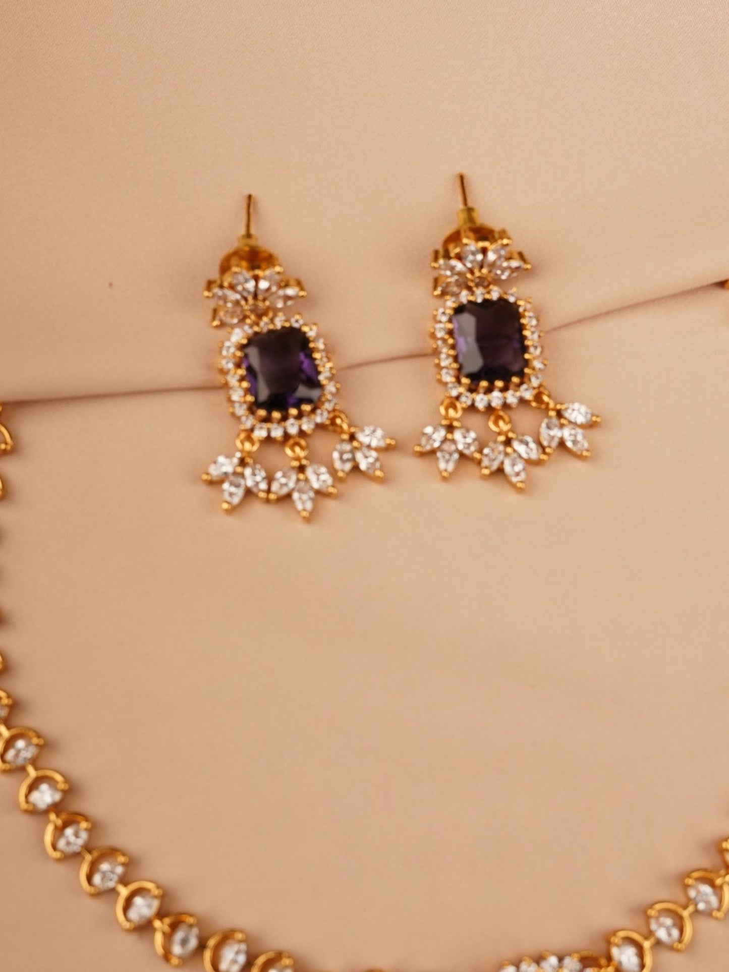 Purple Stone Necklace Set