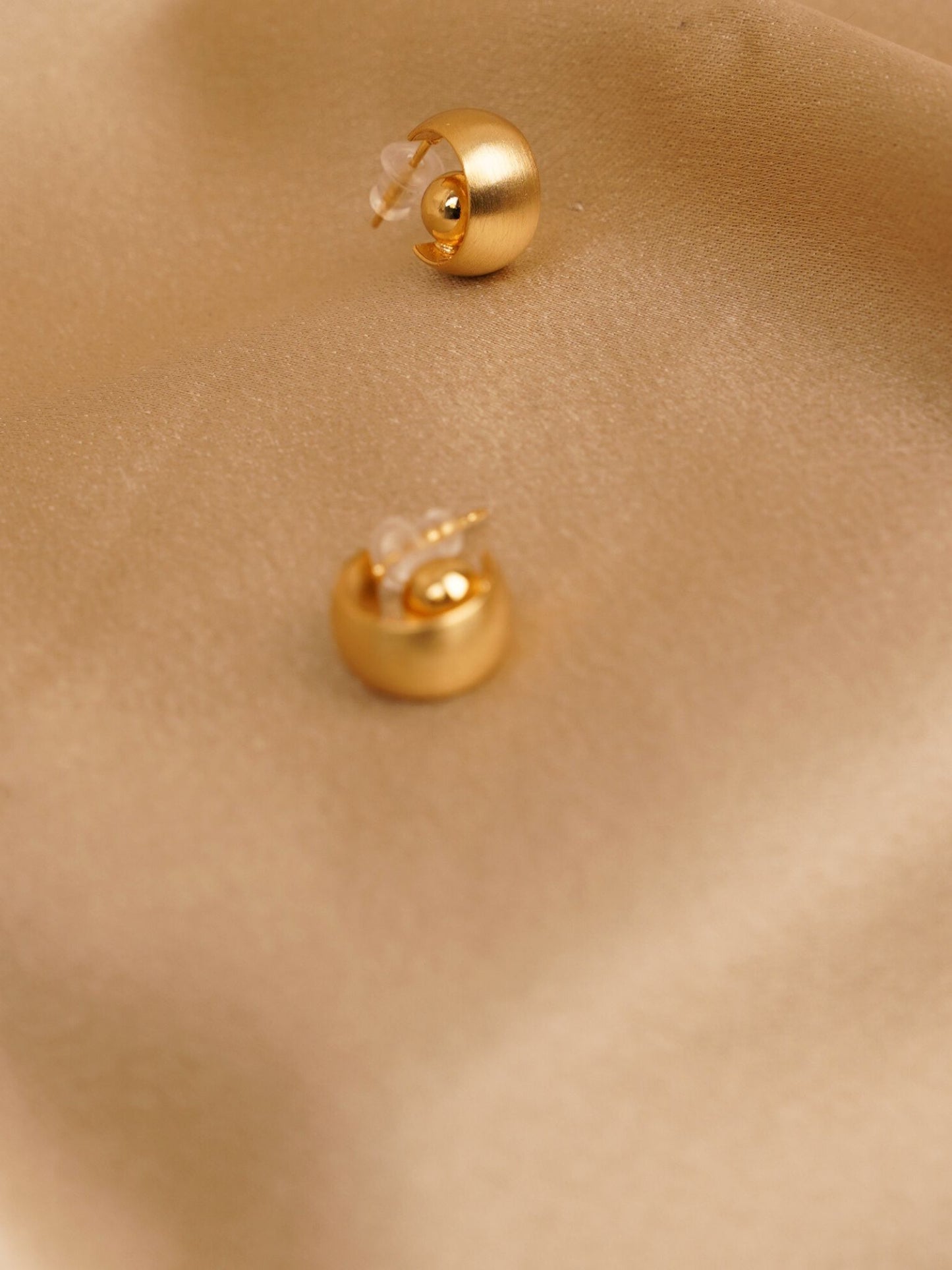 Luna Orb Gold Stud Earrings