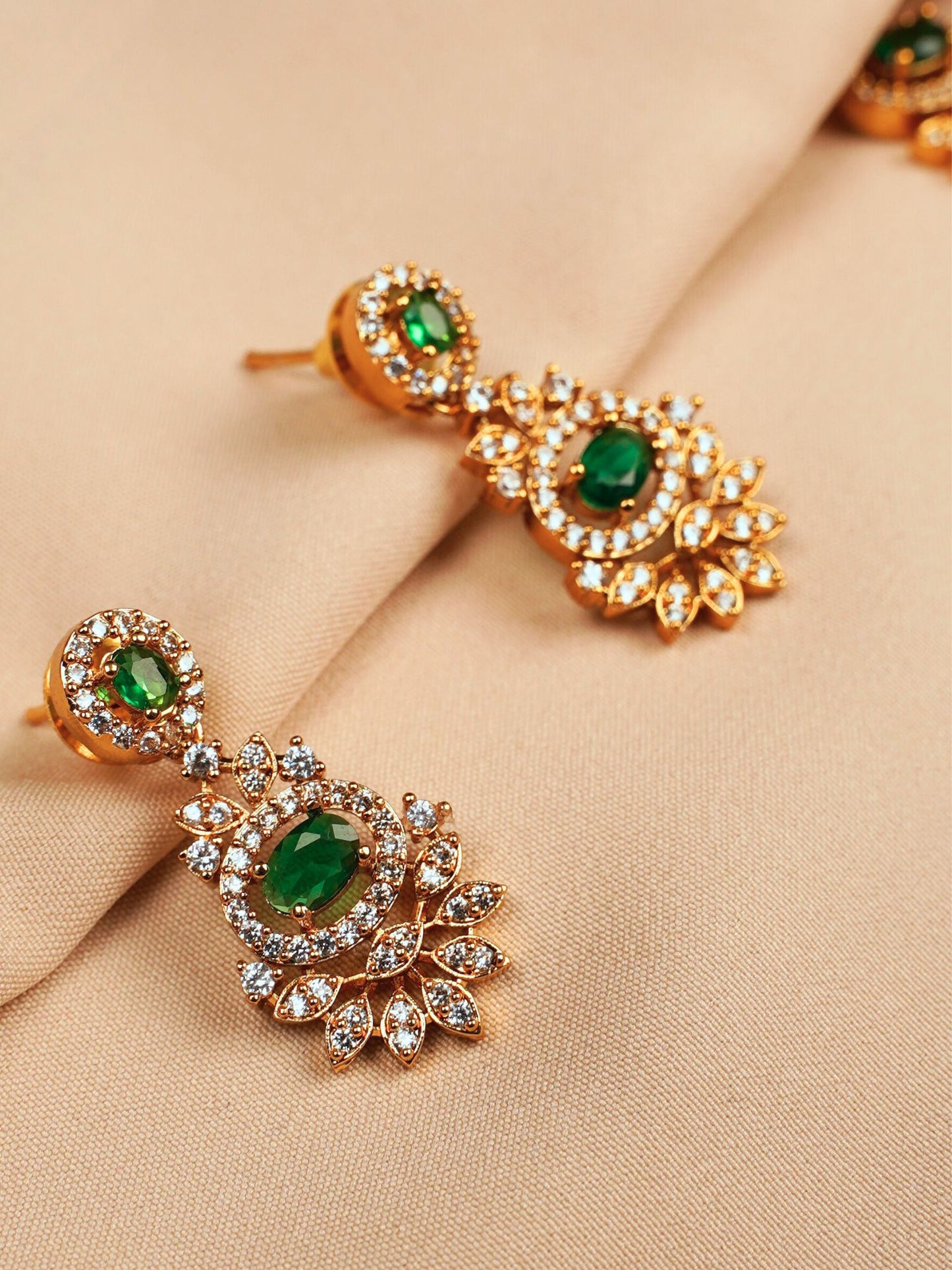 Green Gold Necklace Set with Earrings