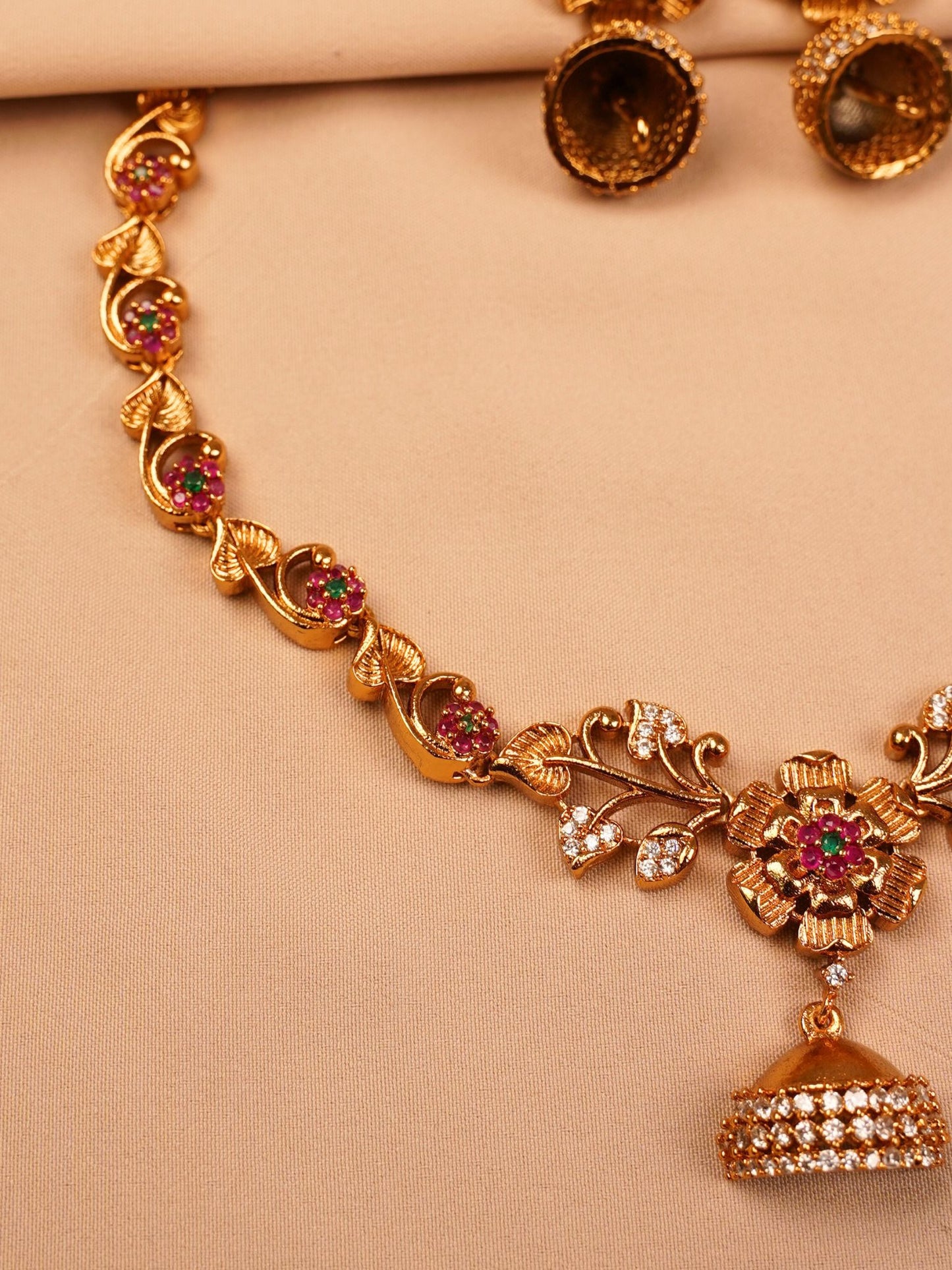Ruby Floral Necklace Set