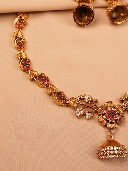 Ruby Floral Necklace Set