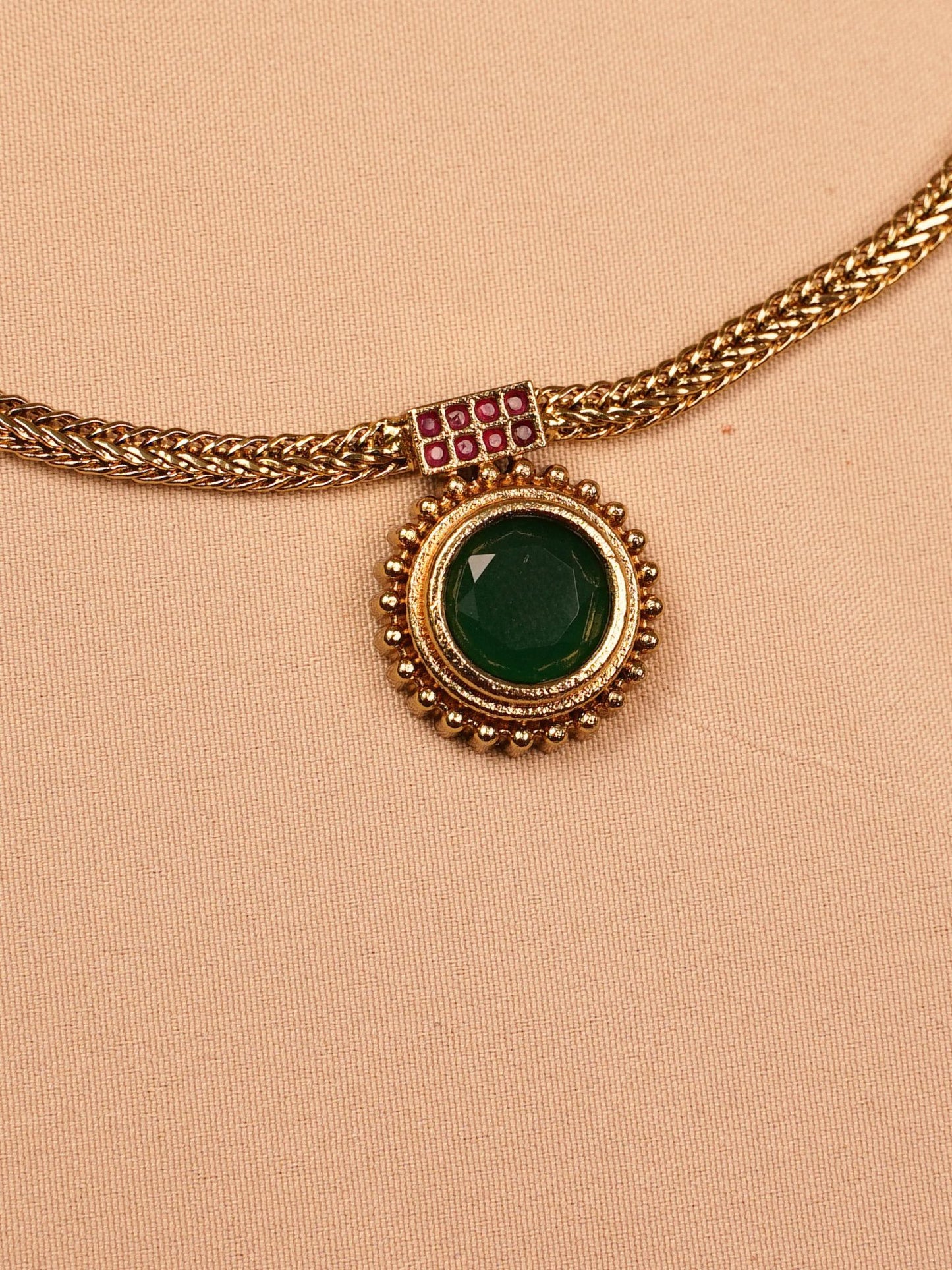 Green Stone Jhumka Necklace Set