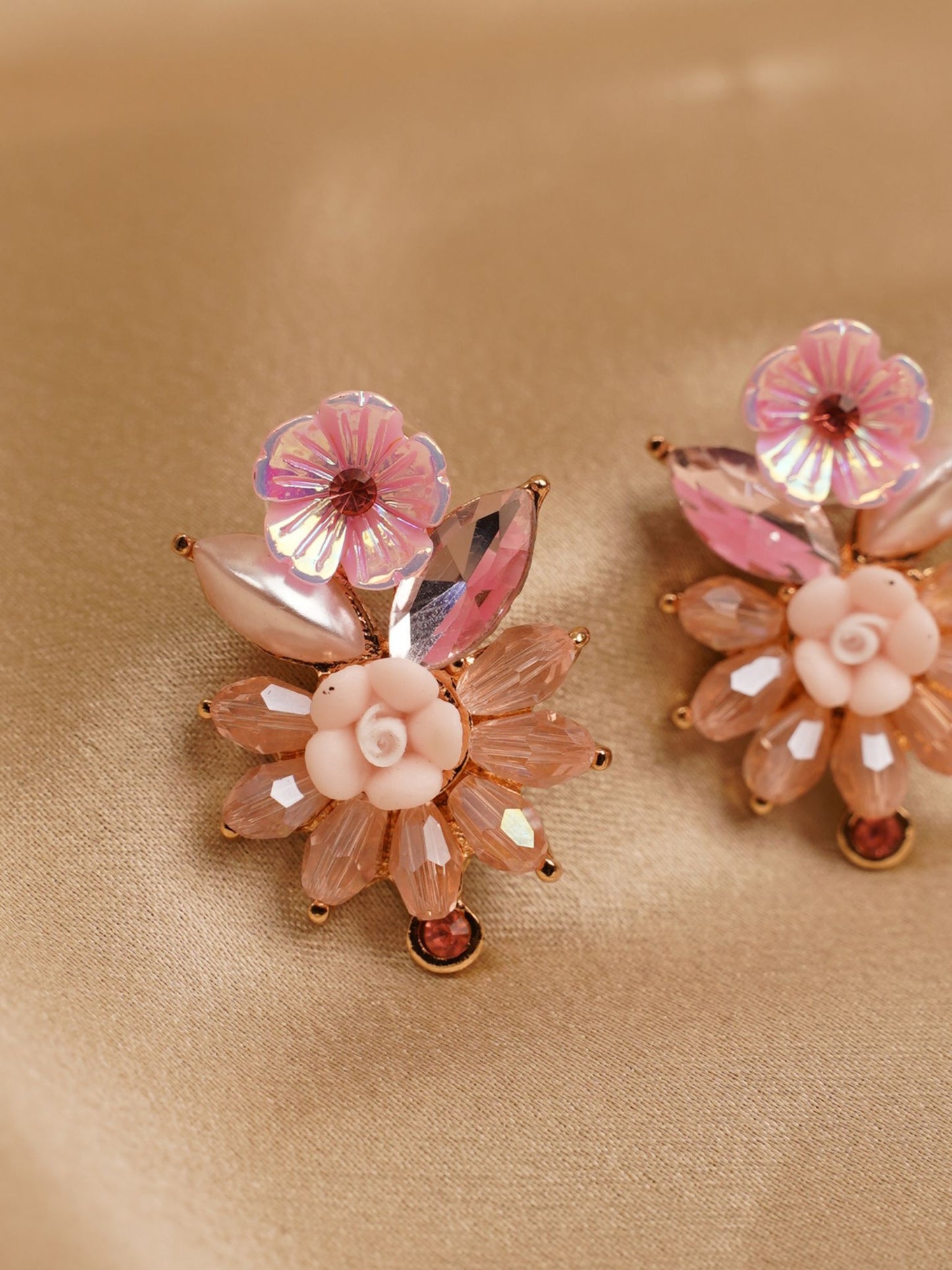 Blush Garden Crystal Floral Earrings