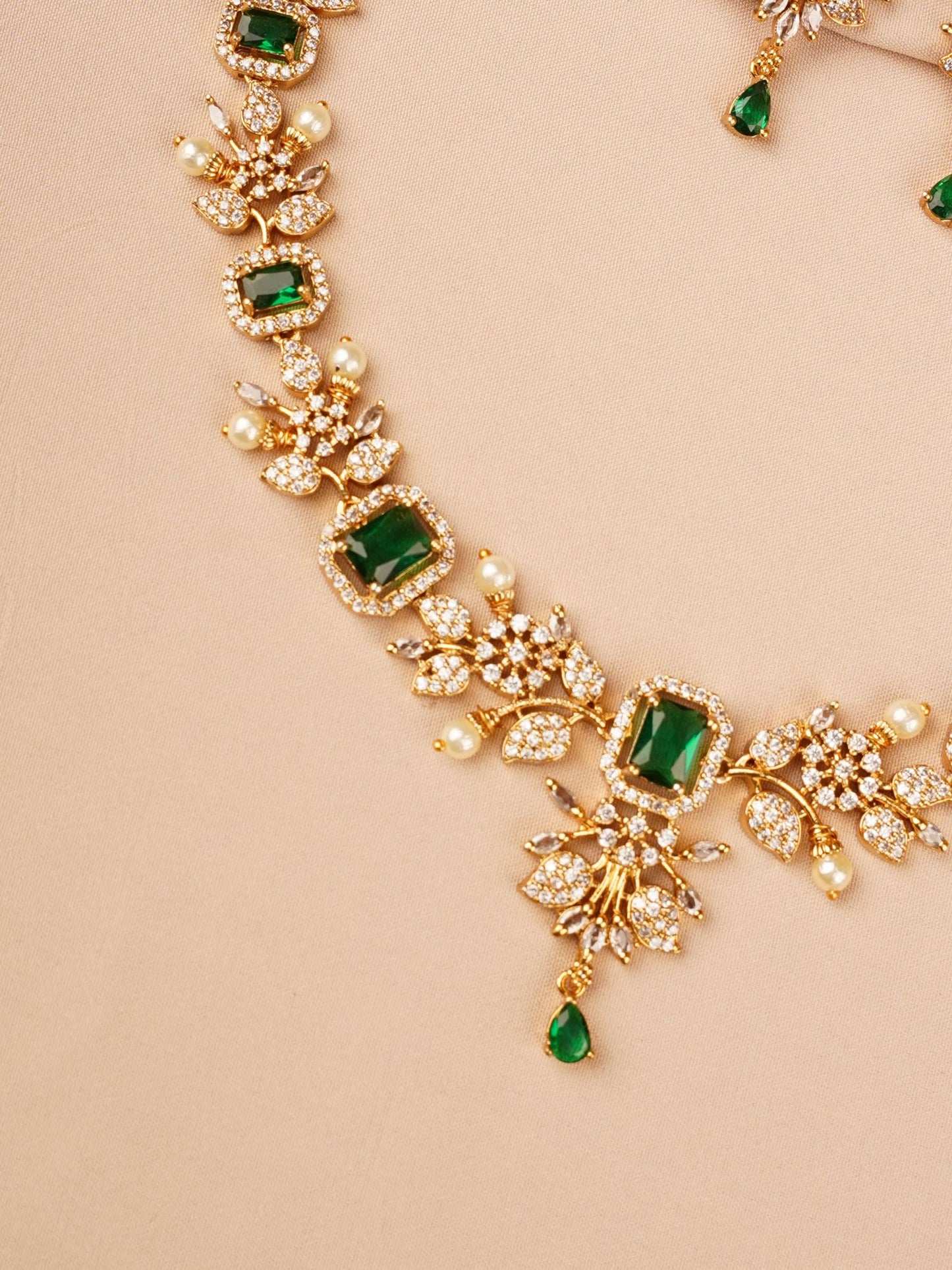 Green Stone Bridal Necklace Set