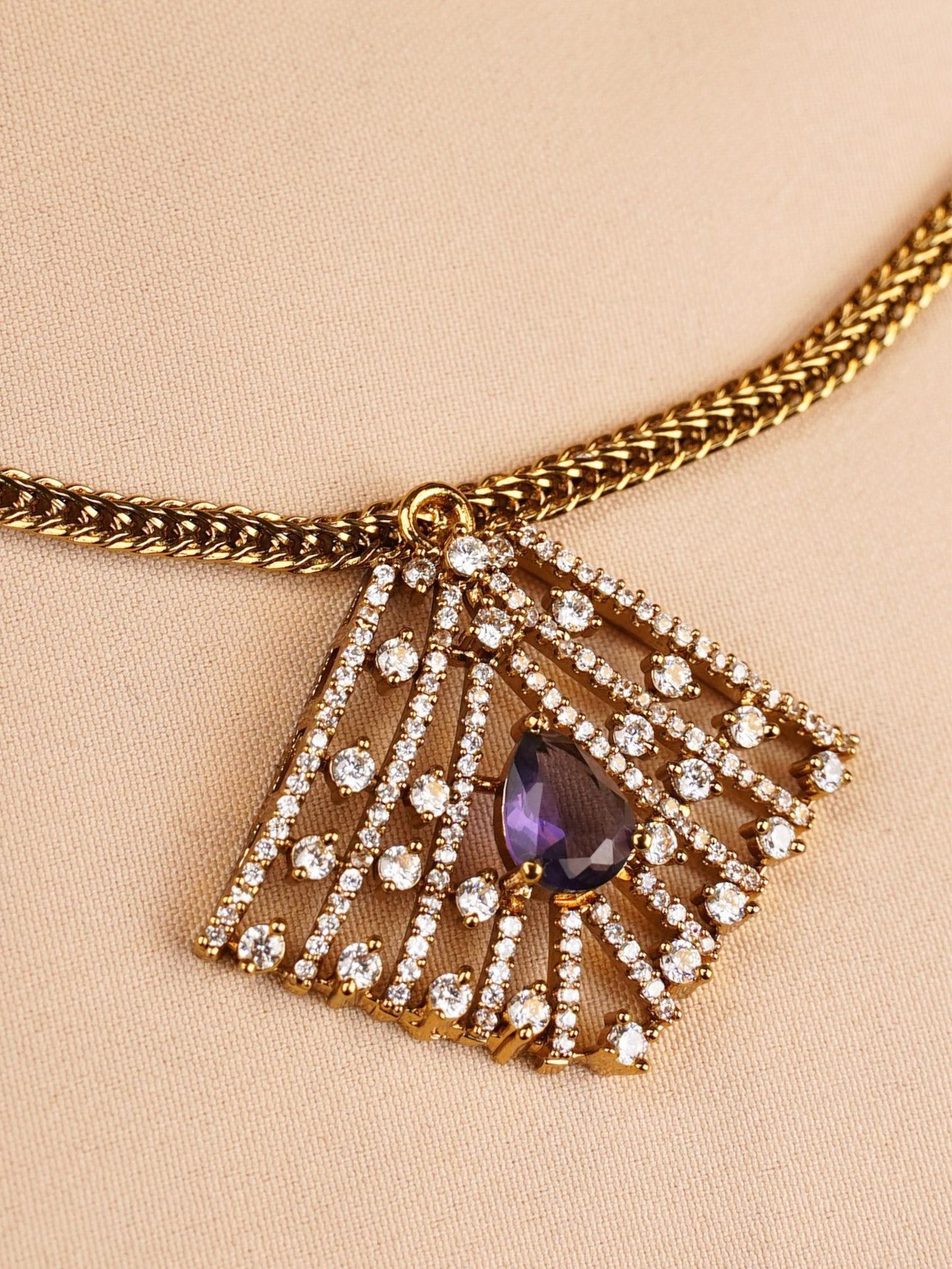 Geometric Crystal Pendant Necklace Set