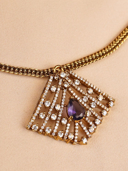 Geometric Crystal Pendant Necklace Set