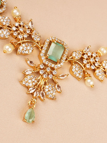 Light Green Stone Bridal Necklace Set