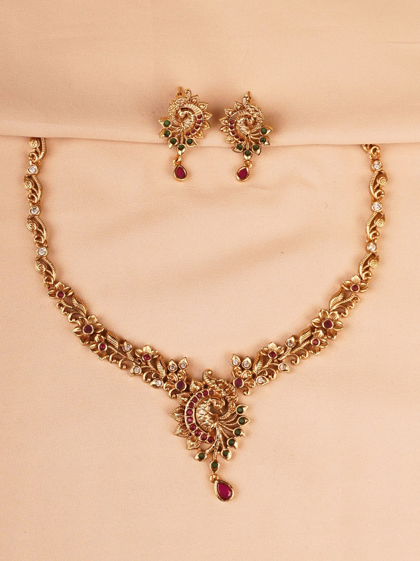 Peacock Motif Necklace Set