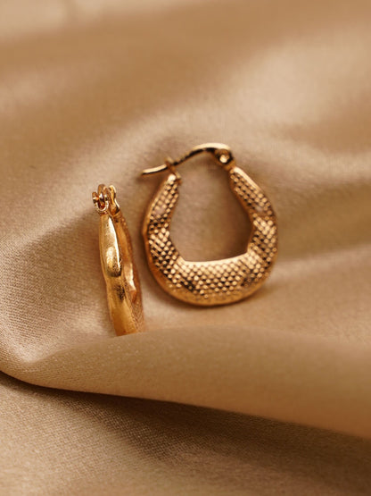 Textured Gold Hoop Earrings