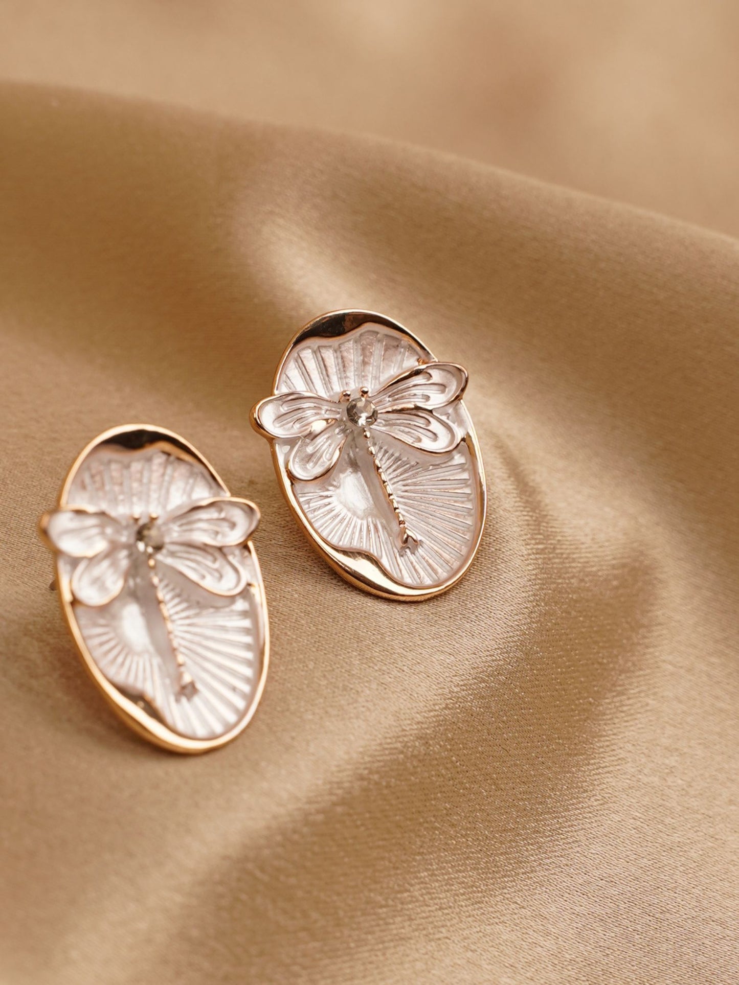 Ivory Dragonfly Stud Earrings