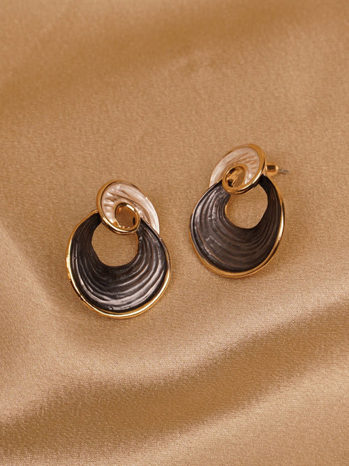 Black Enamel Statement Hoop Earrings