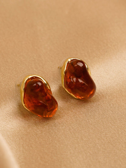 Amber Glow Stud Earrings