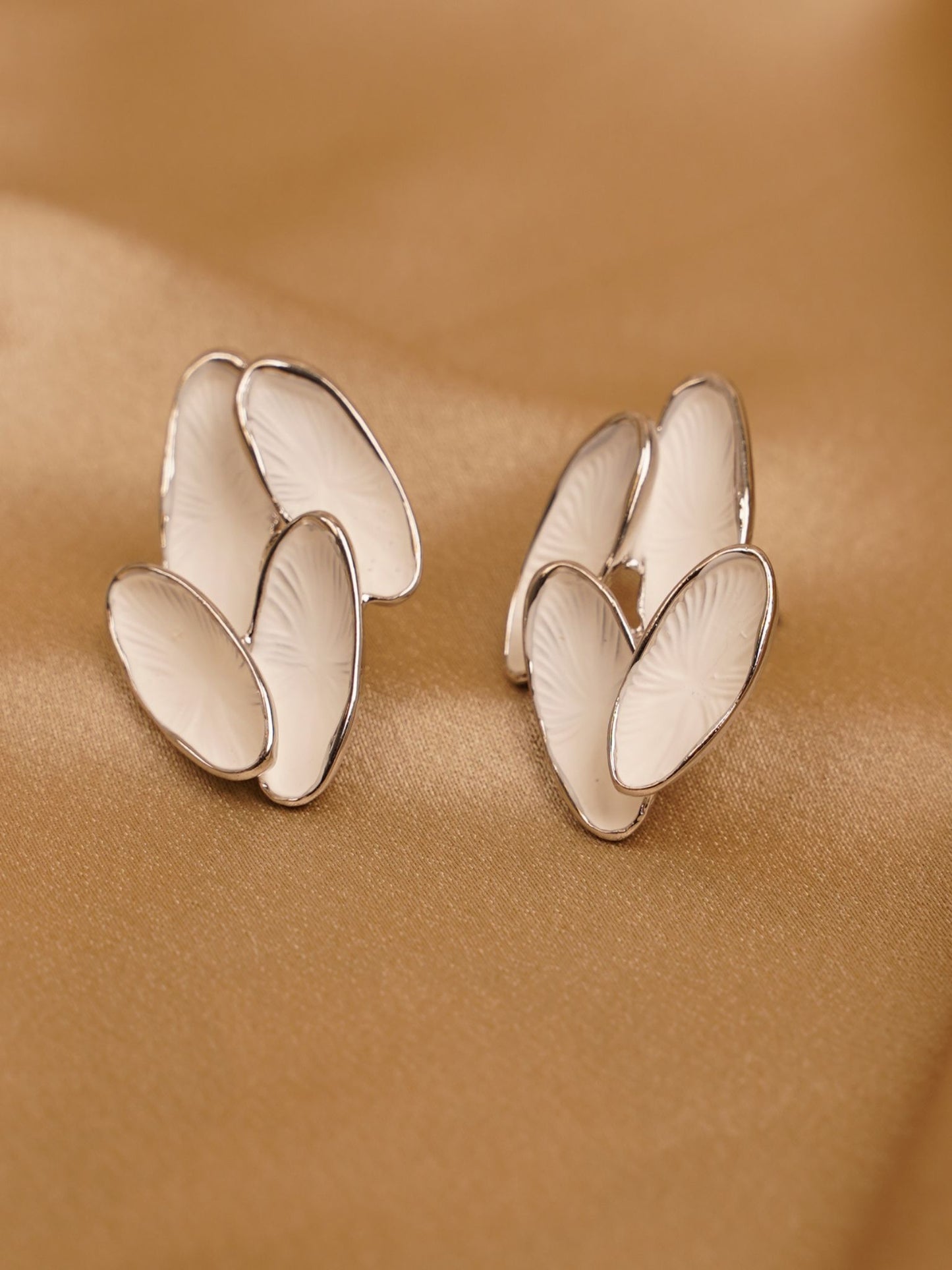 Pearl Petal Silver Stud Earrings