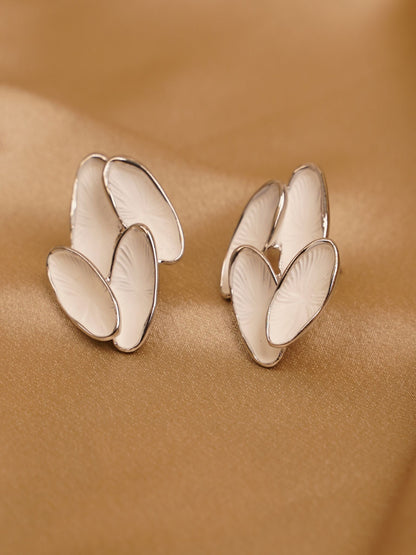 Pearl Petal Silver Stud Earrings