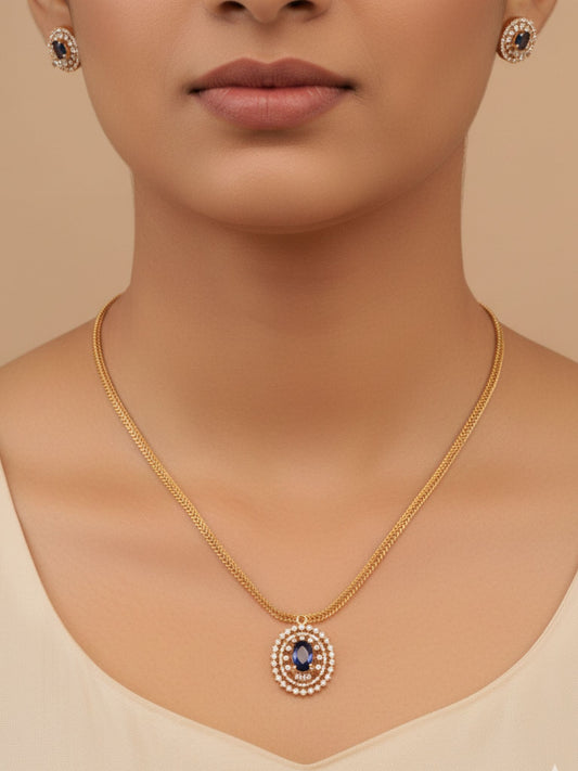 Purple Crystal Halo Necklace Set