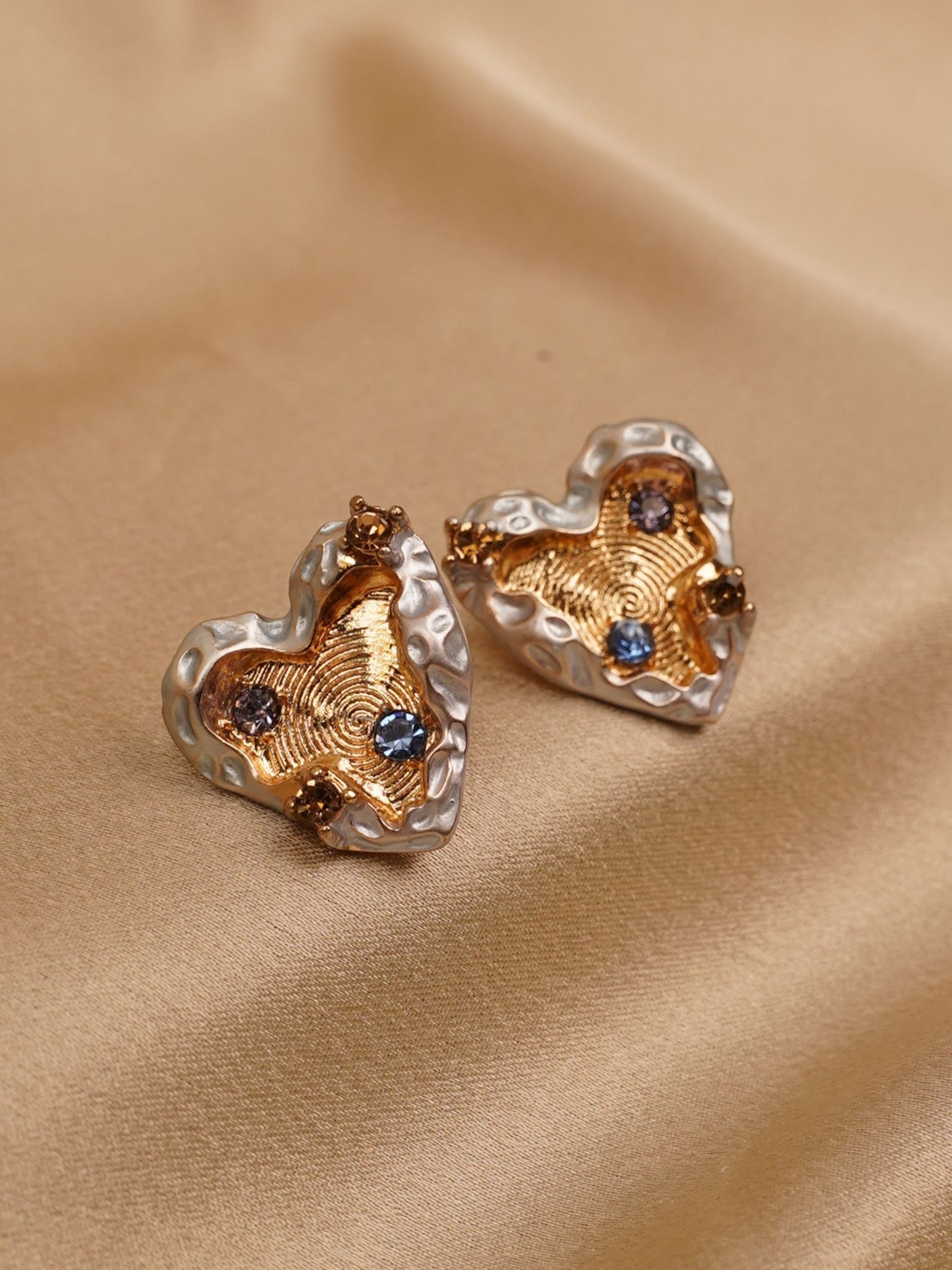 Regal Heart Textured Stud Earrings