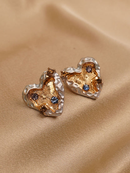 Regal Heart Textured Stud Earrings