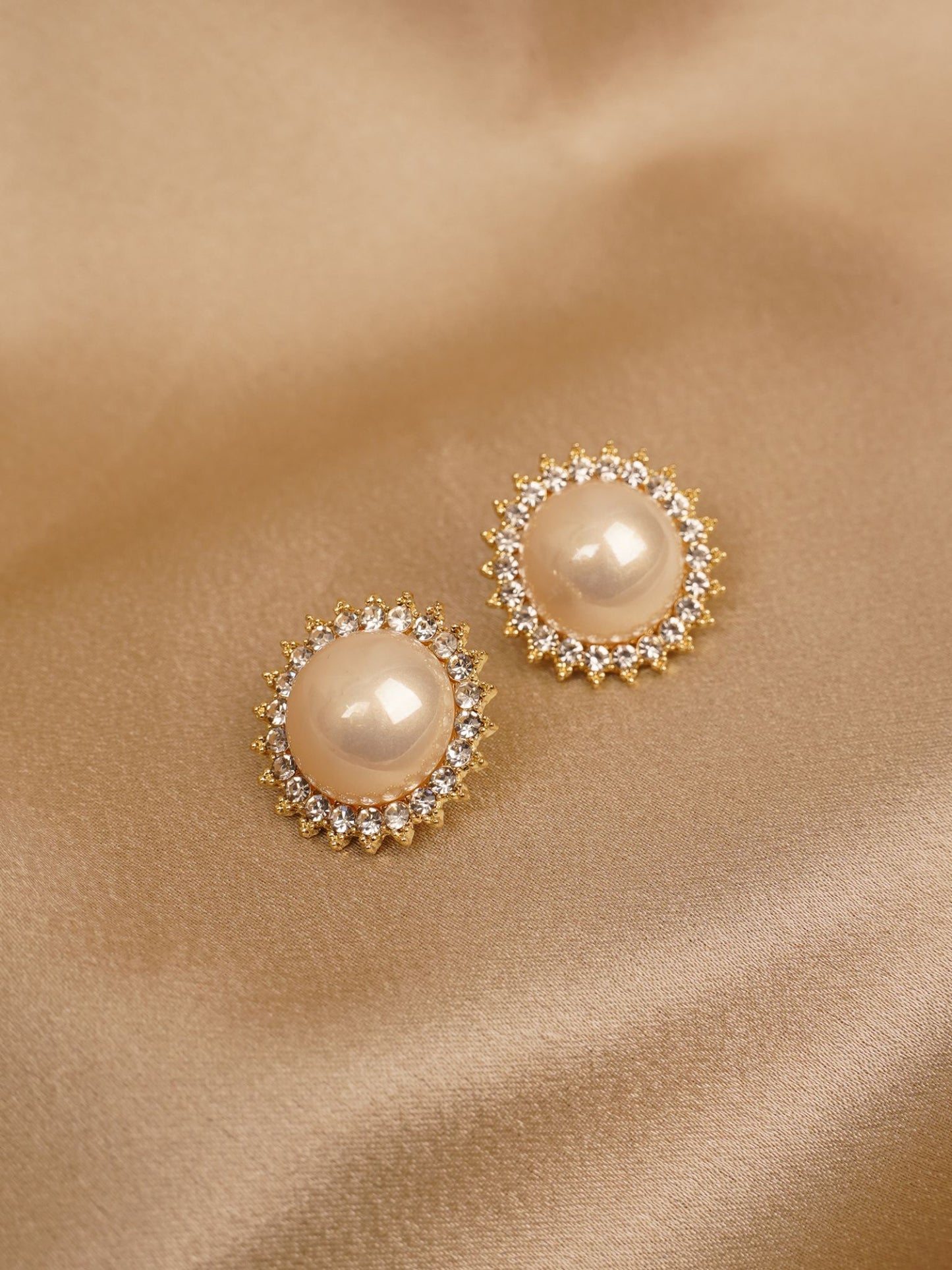 Royal Pearl Halo Stud Earrings