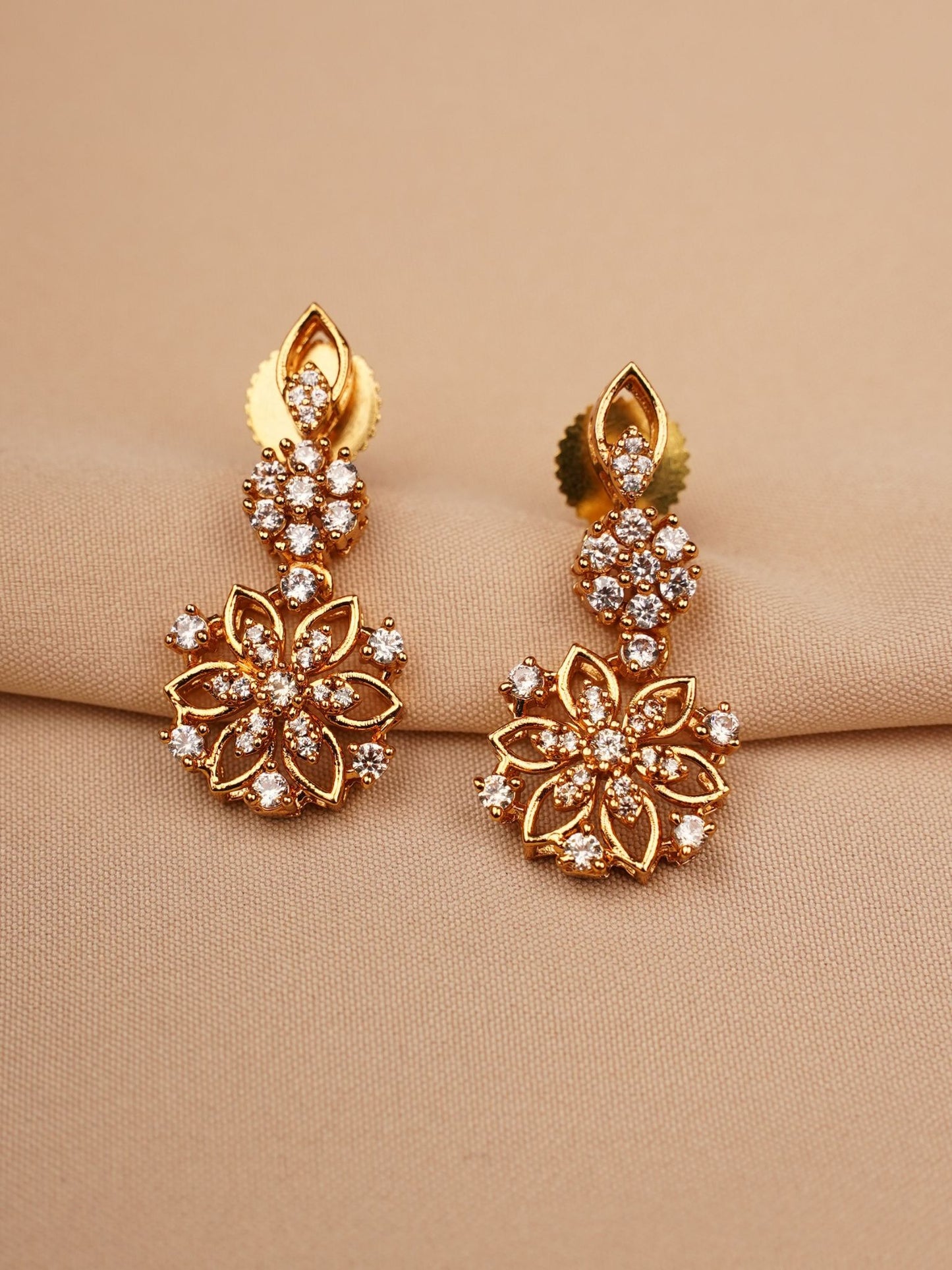 Golden Blossom Crystal Necklace & Earrings Set