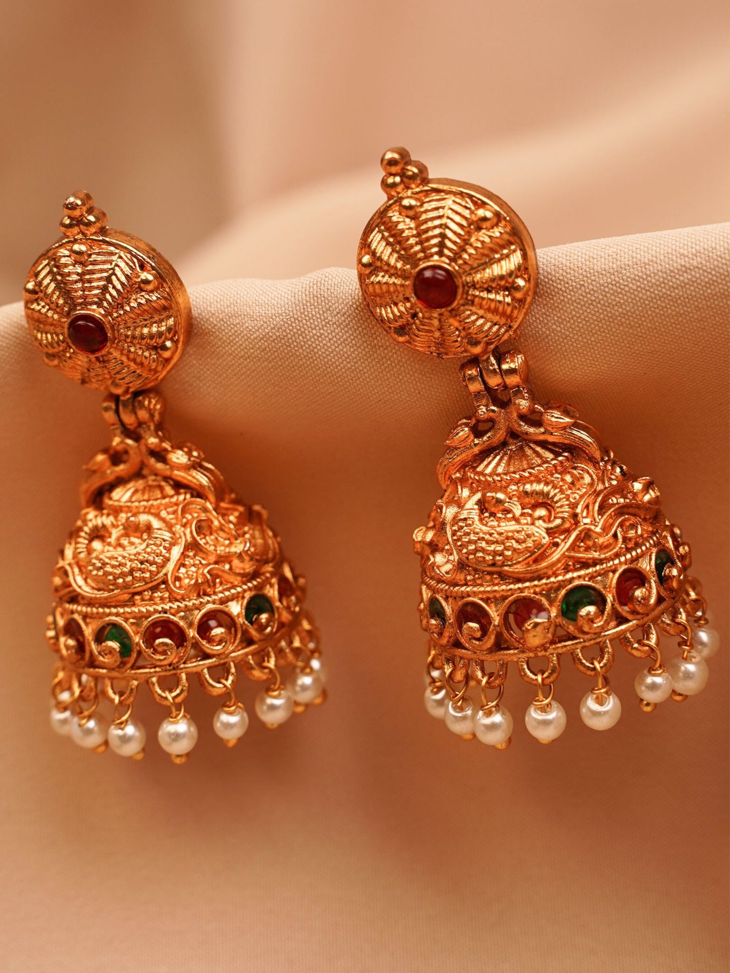 Antique Peacock Temple Jhumkas