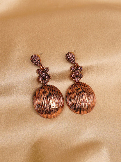 Copper Bloom Disc Drop Earrings