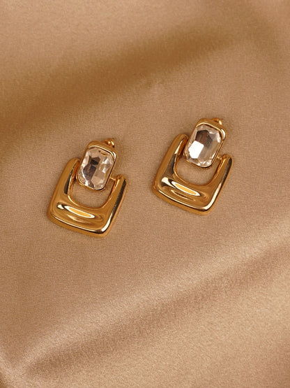 Kaithra Regal Frame Crystal Drop Earrings