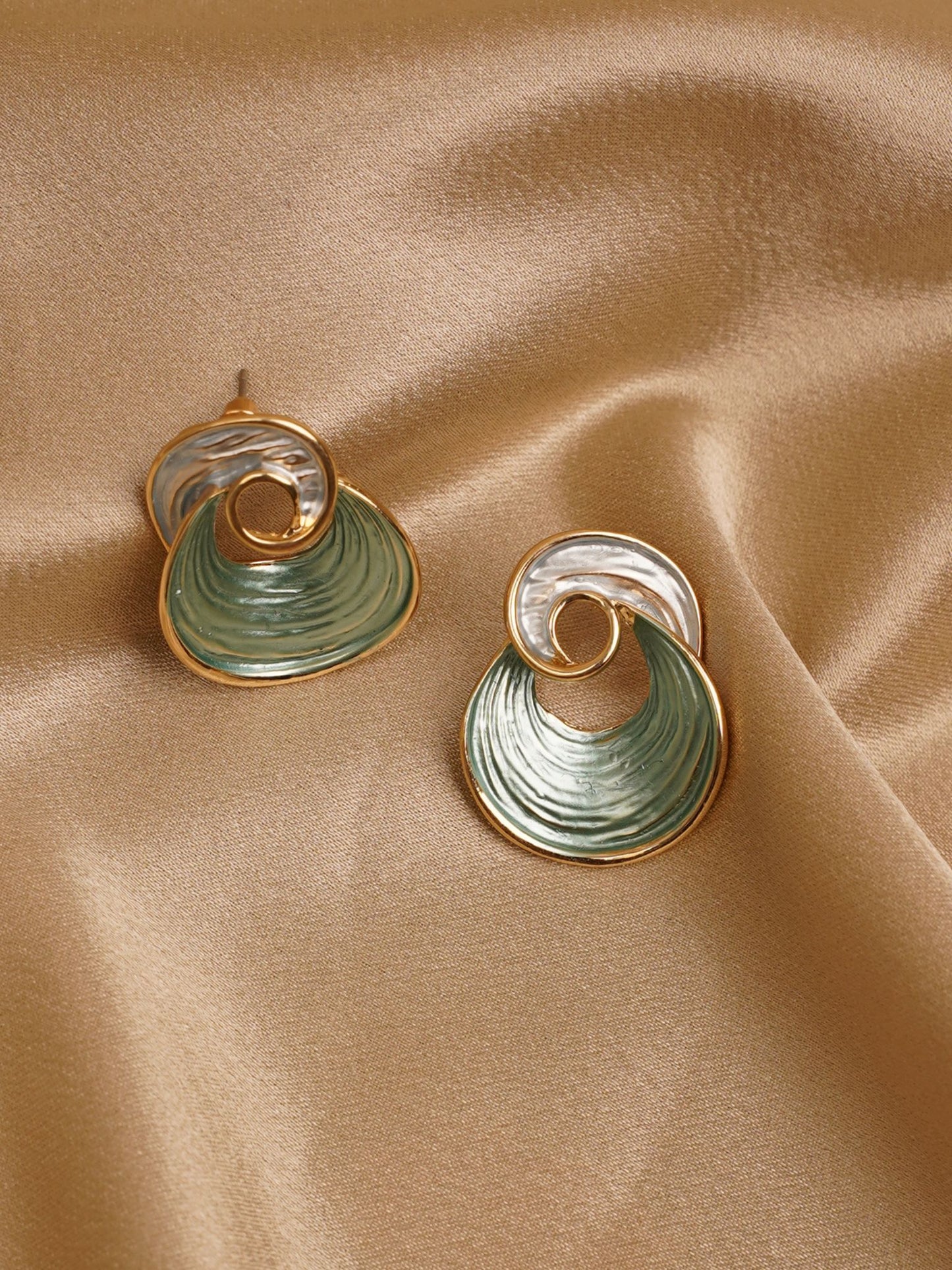 Sage Wave Spiral Earrings