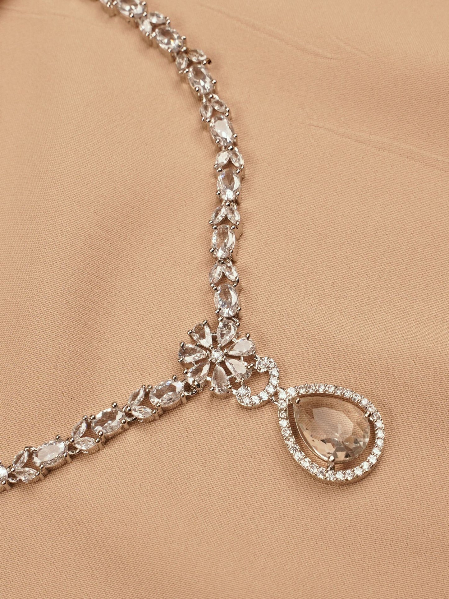 Crystal Teardrop Statement Necklace Set