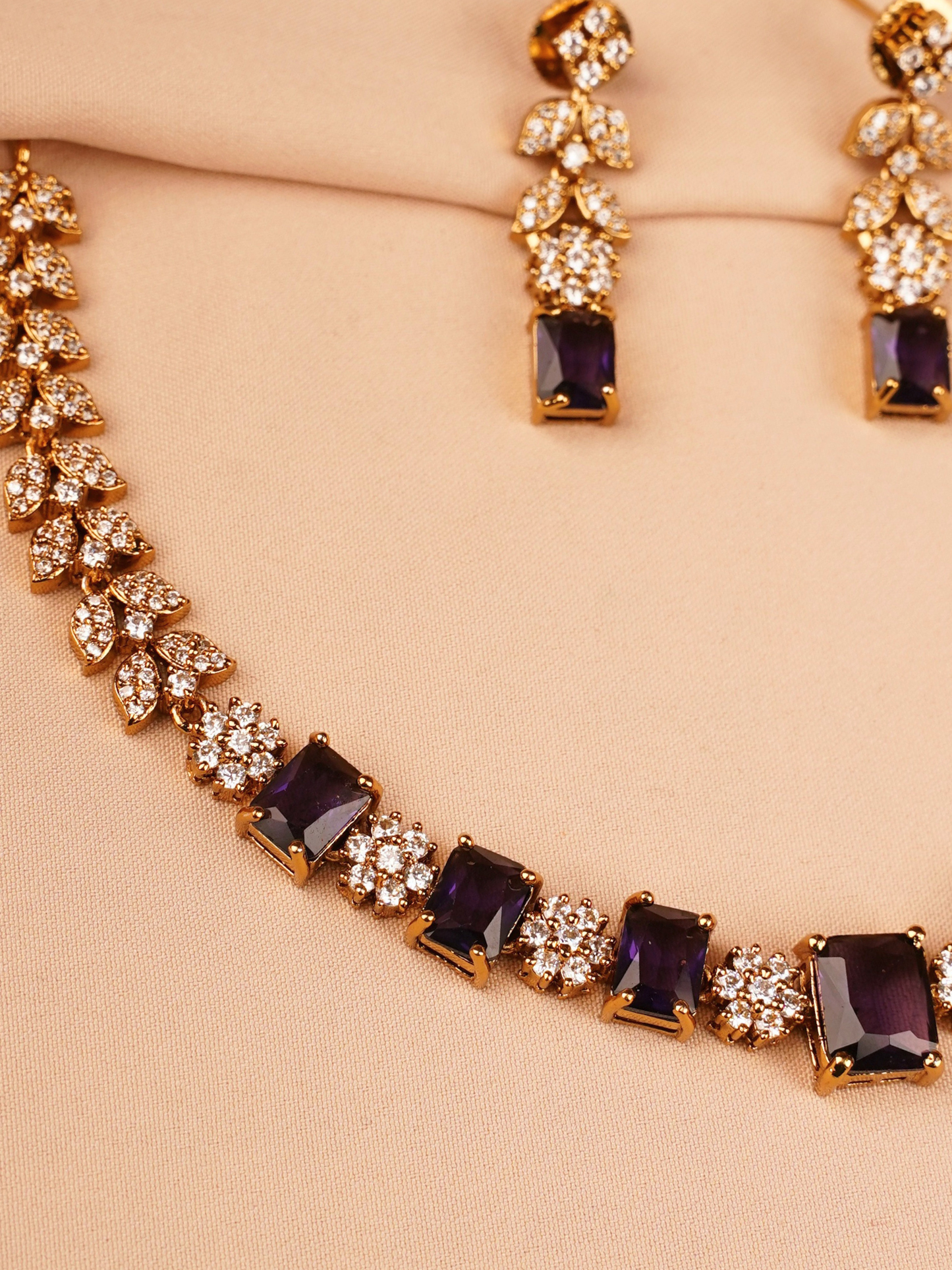 Purple & Crystal Tennis Necklace Set