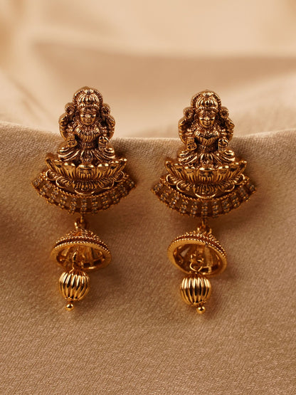 Lakshmi Idol Temple Drop Earrings