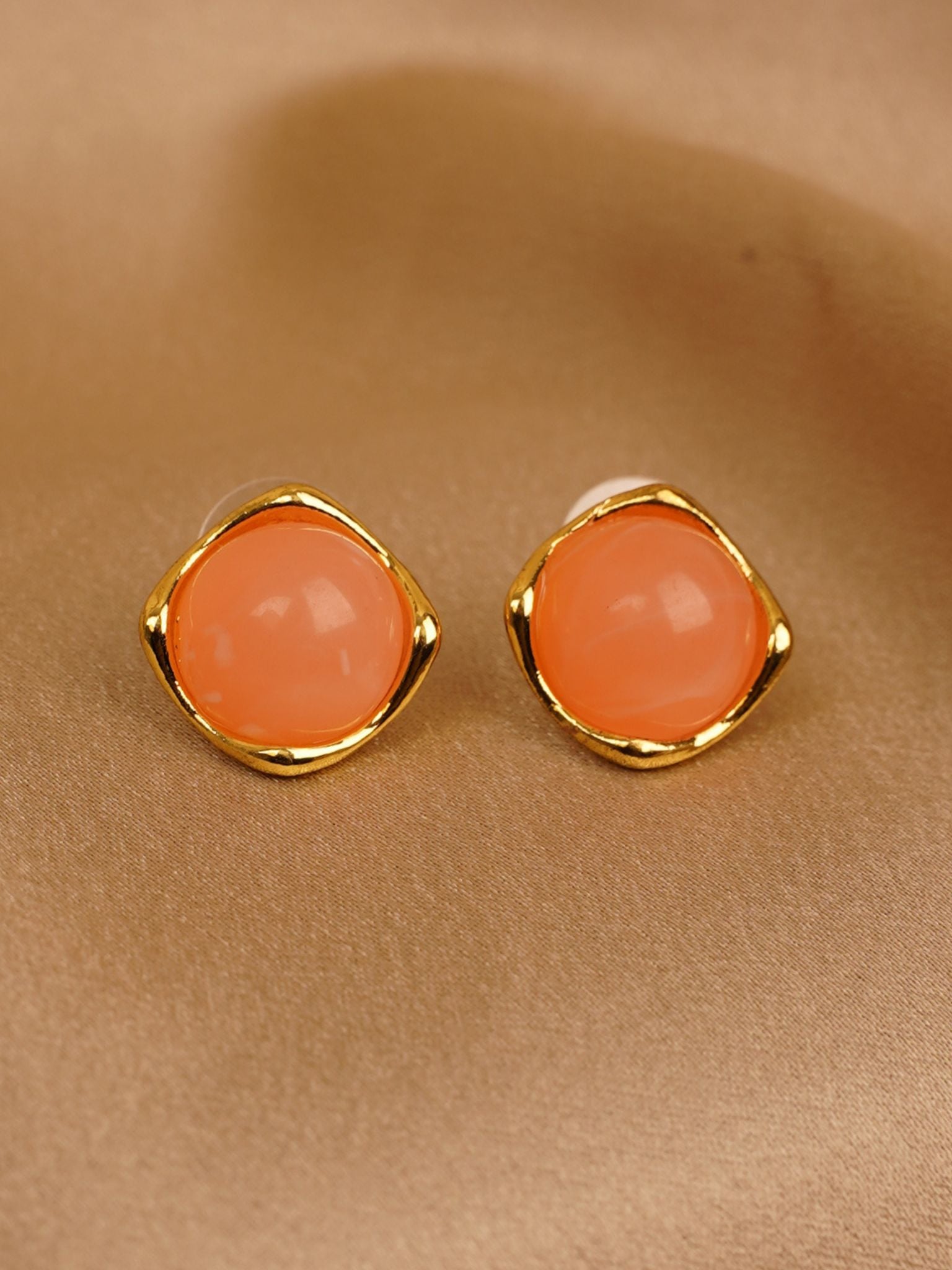 Coral Gleam Stud Earrings