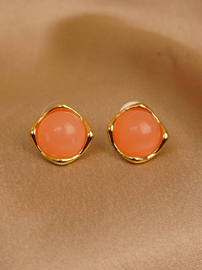 Coral Gleam Stud Earrings