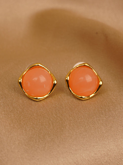 Coral Gleam Stud Earrings