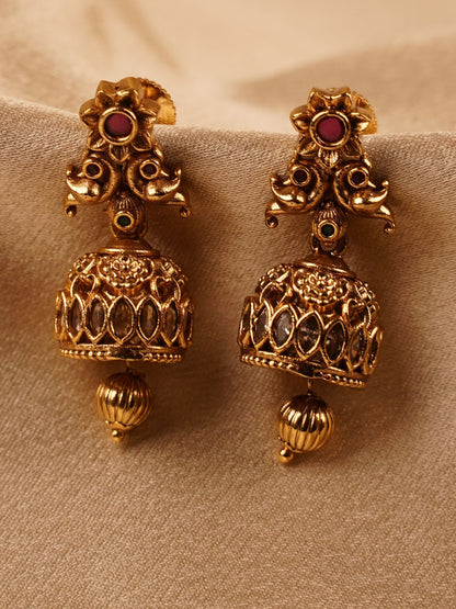 Antique Ruby Temple Dome Jhumka