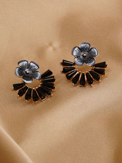 Midnight Bloom Fan Earrings
