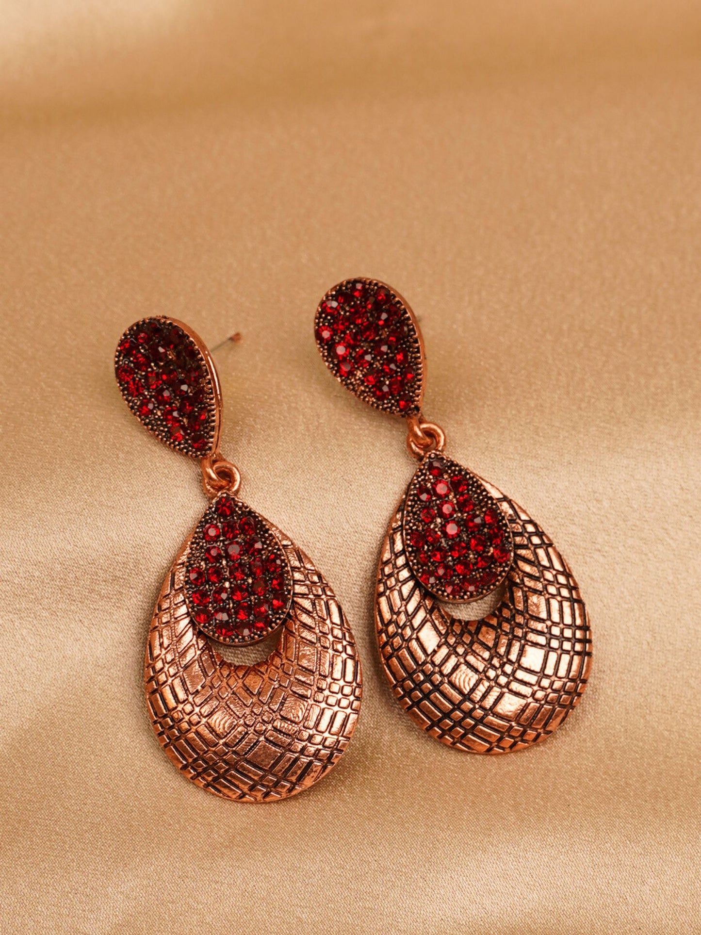 Crimson Mosaic Drop Earrings