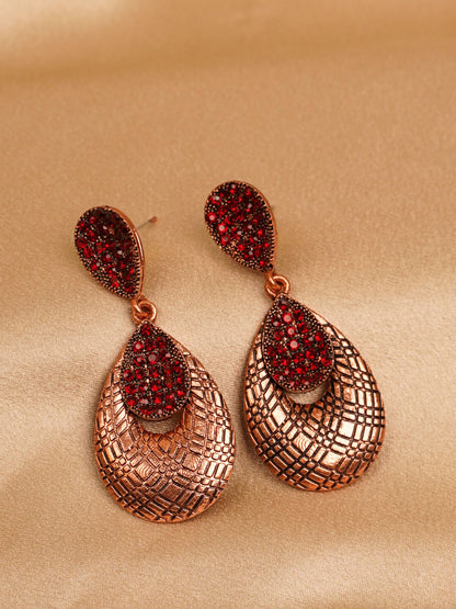 Crimson Mosaic Drop Earrings