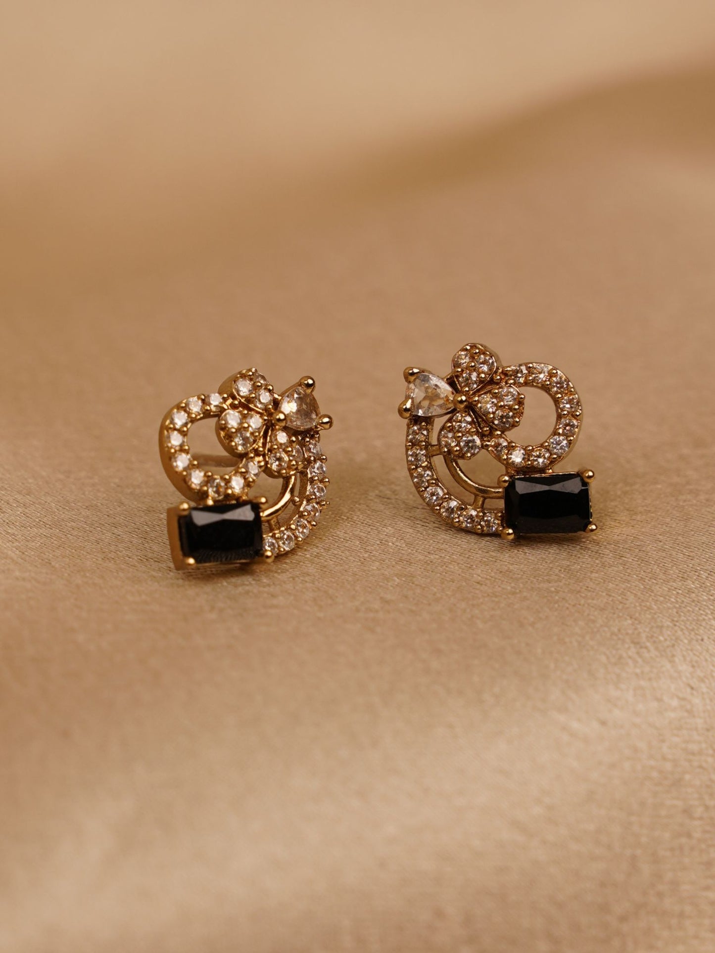 Midnight Bloom Crystal Stud Earrings