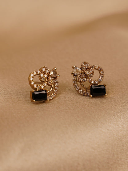 Midnight Bloom Crystal Stud Earrings