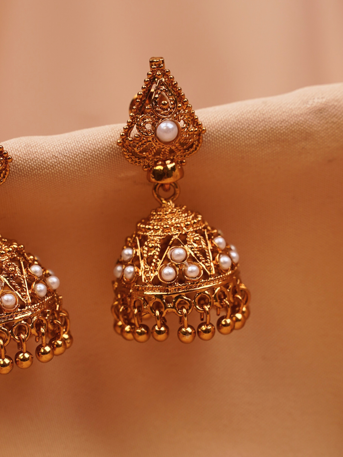Pearl Royale Antique Jhumkas