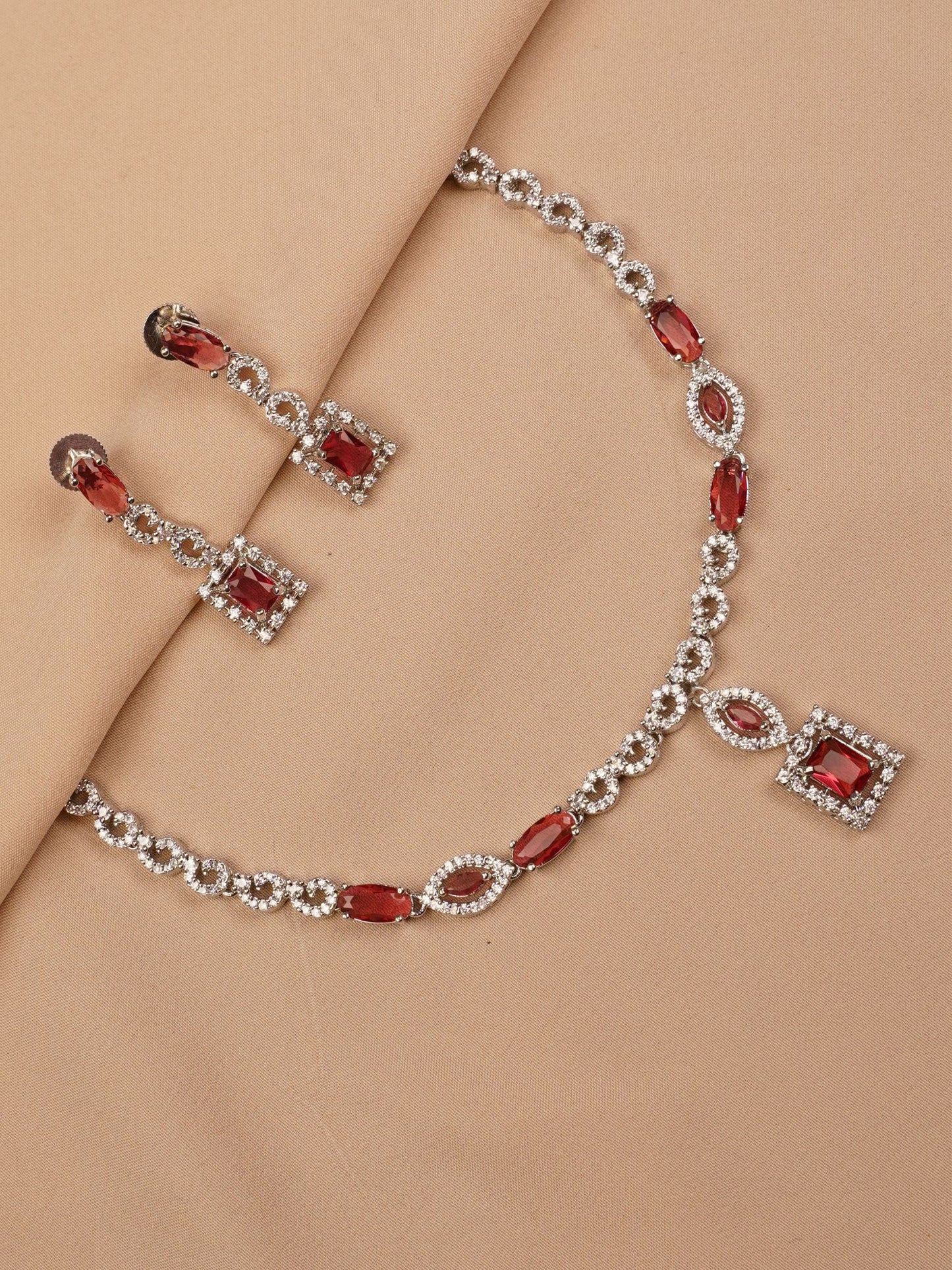 Red Crystal Diamond-Cut Necklace Set