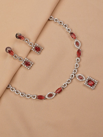 Red Crystal Diamond-Cut Necklace Set
