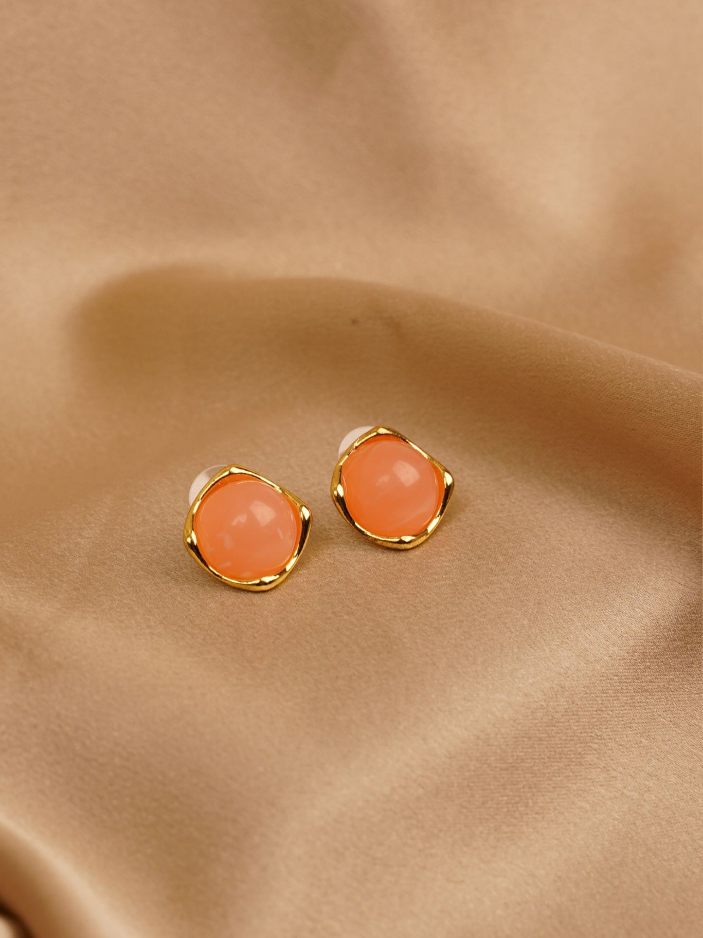 Coral Gleam Stud Earrings