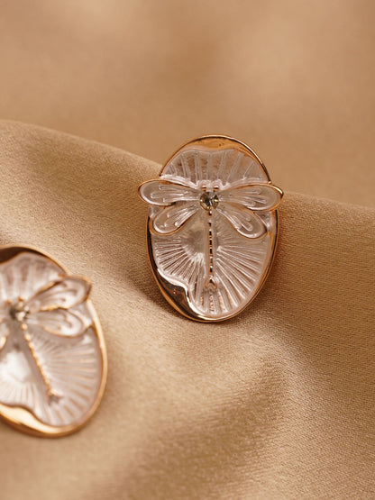 Ivory Dragonfly Stud Earrings