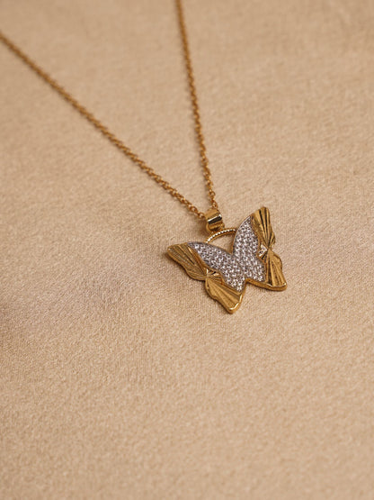 Crystal Wing Butterfly Pendant Necklace
