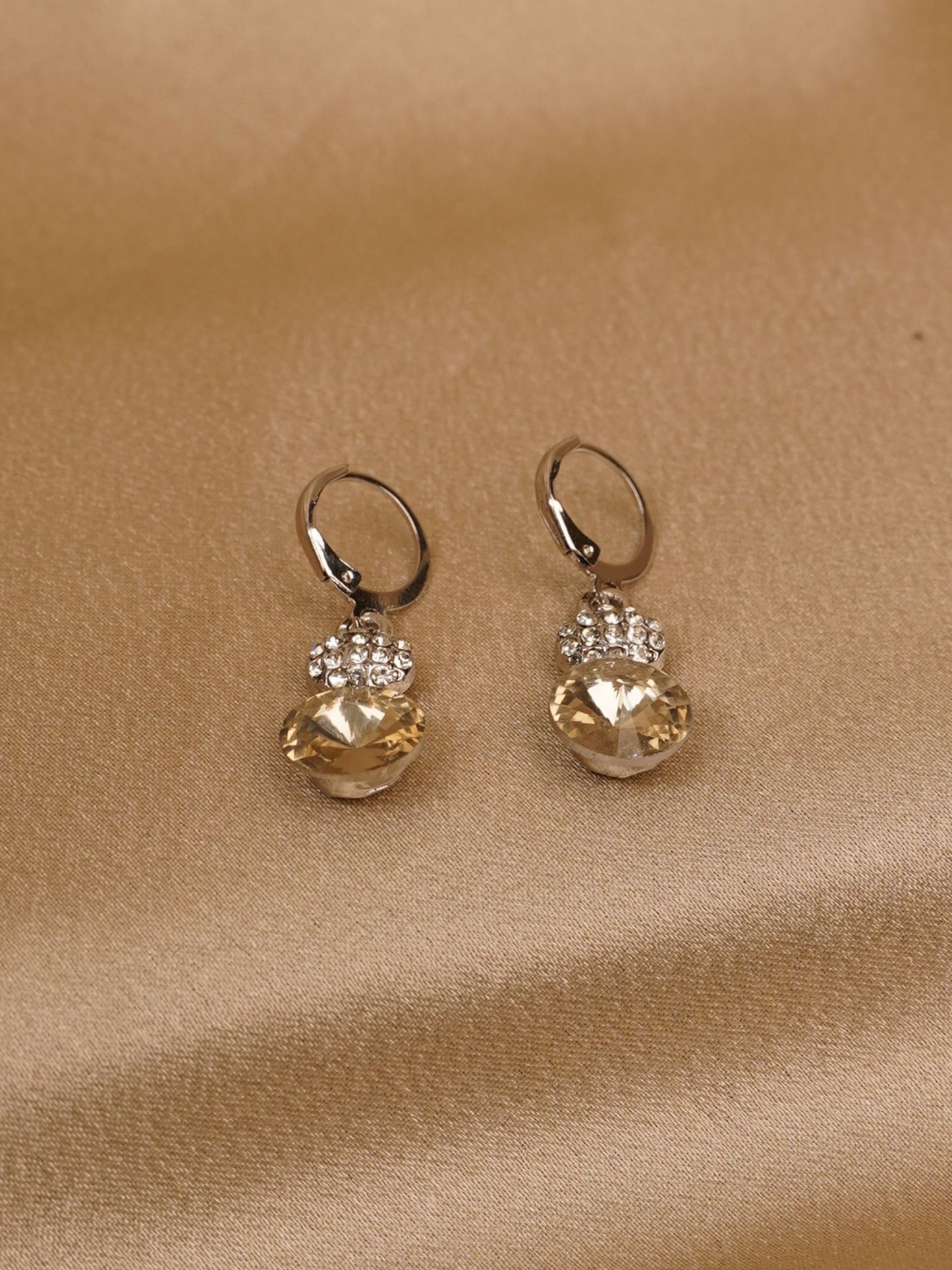 Kaithra Champagne Spark Drop Hoop Earrings