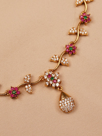 Pink Floral Vine Necklace Set