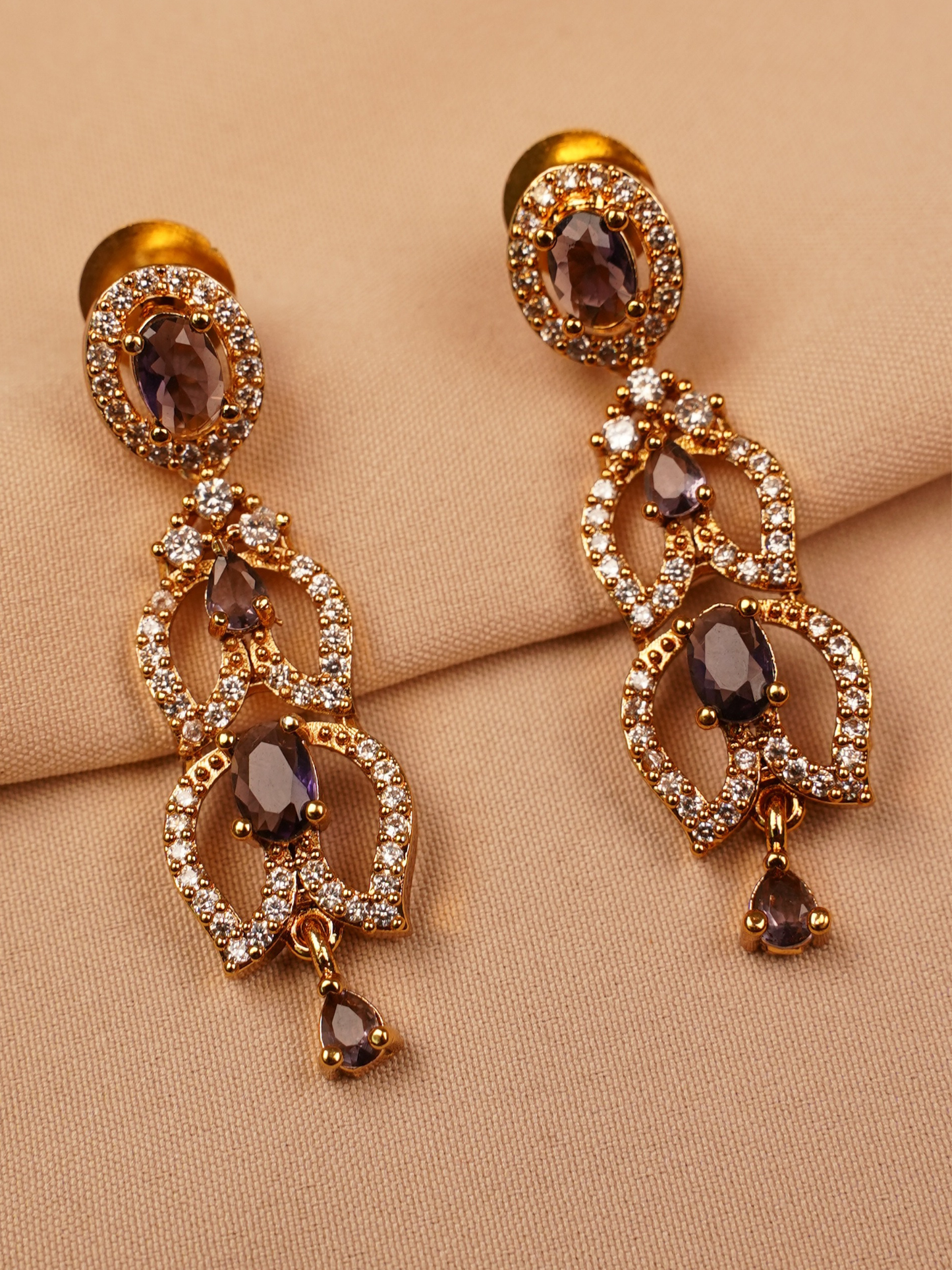 Purple Stone Gold Plated Necklace Set