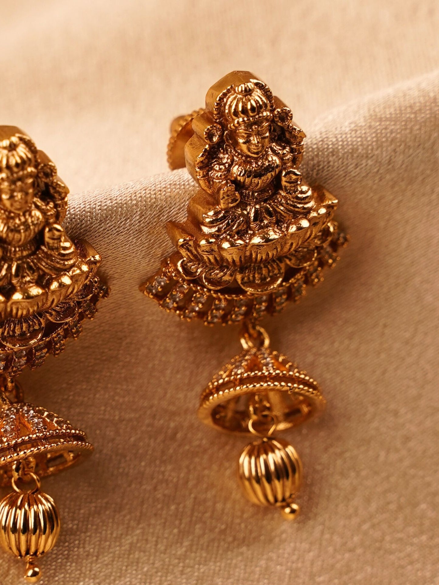 Lakshmi Idol Temple Drop Earrings